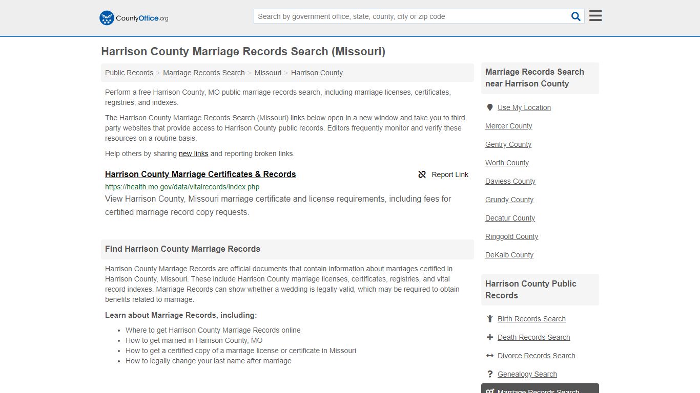 Marriage Records Search - Harrison County, MO (Marriage ...